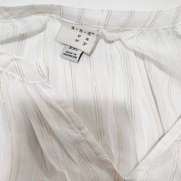 A New Day New Sheer Peasant Blouse with metallic threading size XXL - Picture 3 of 9